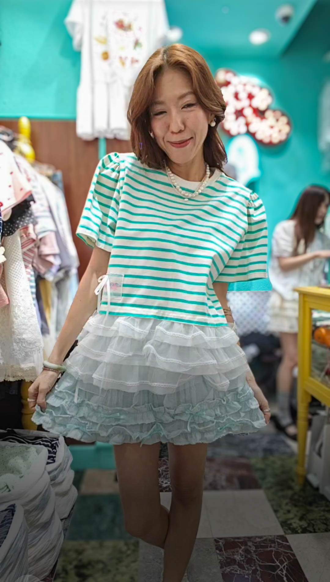 💍K2711  ▶️條紋拼接上衣 👉B:160cm L:61cm
