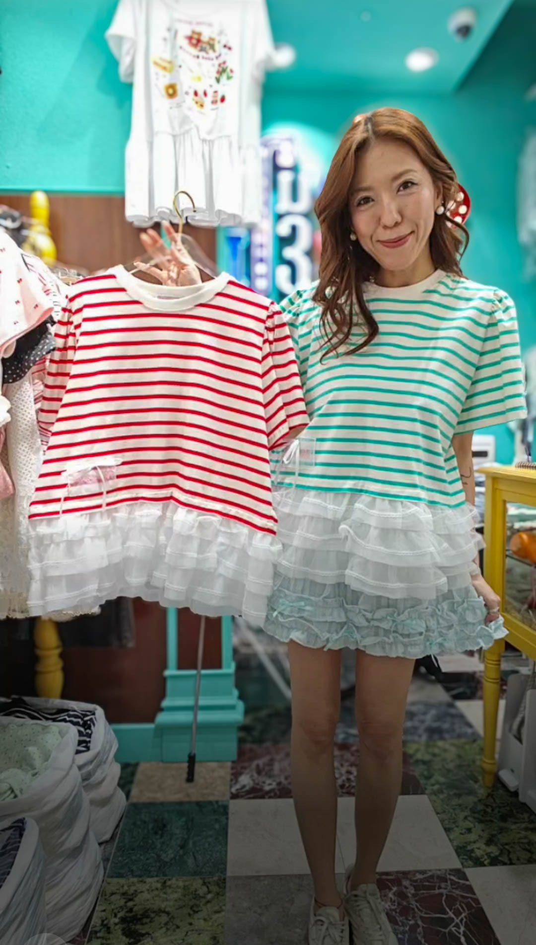 💍K2711  ▶️條紋拼接上衣 👉B:160cm L:61cm