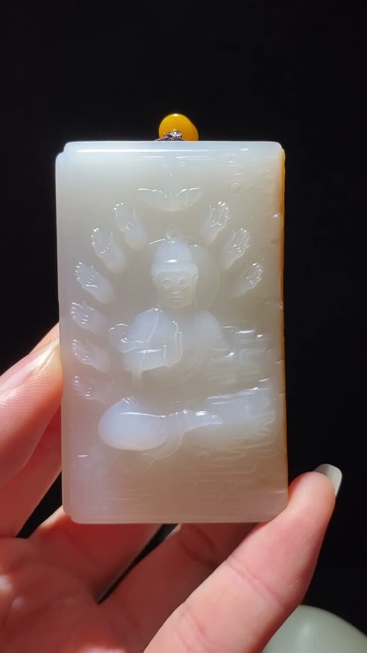 和田玉籽料觀音,天然和田玉軟玉