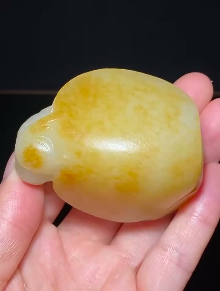 75715 和田玉籽料金黃皮龍龜