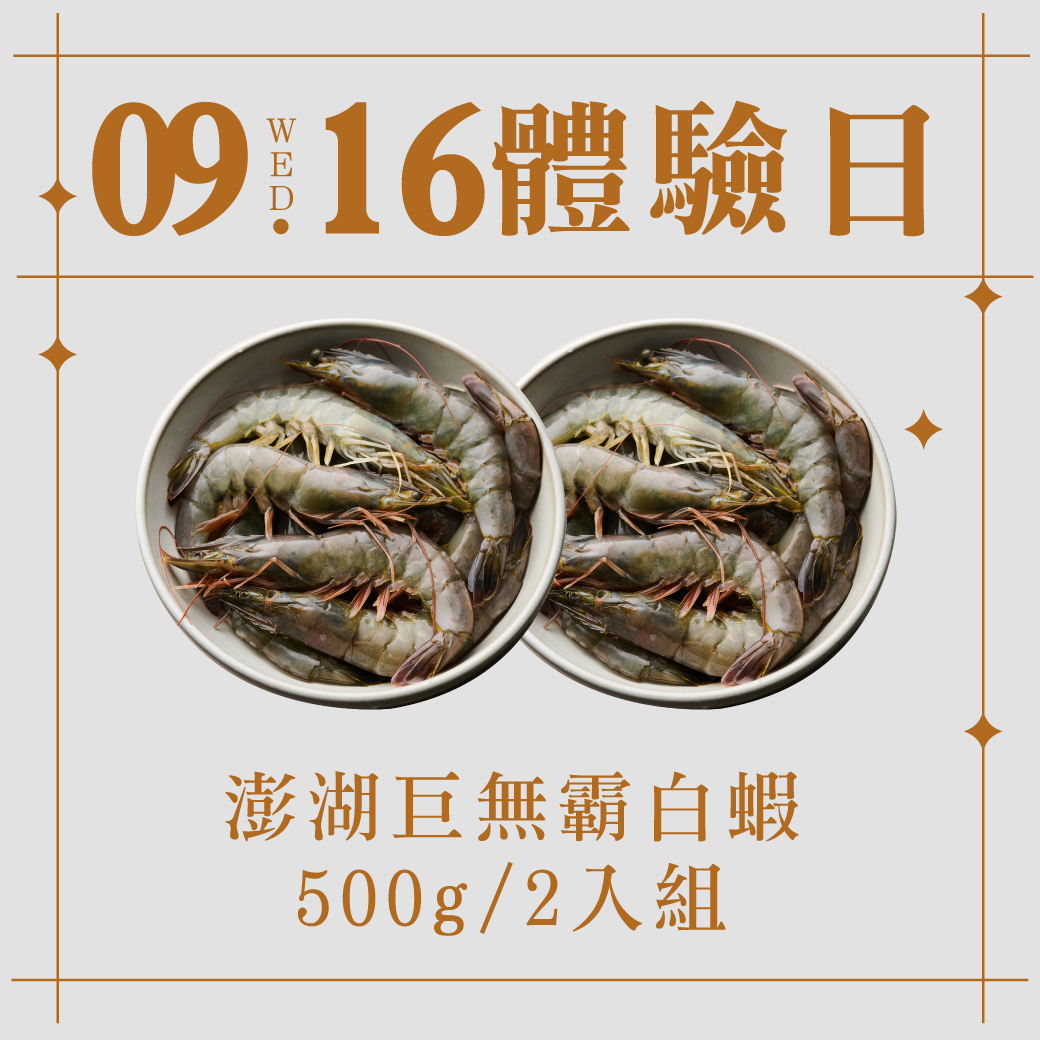 9/16體驗日｜澎湖巨無霸白蝦 500g 2入組