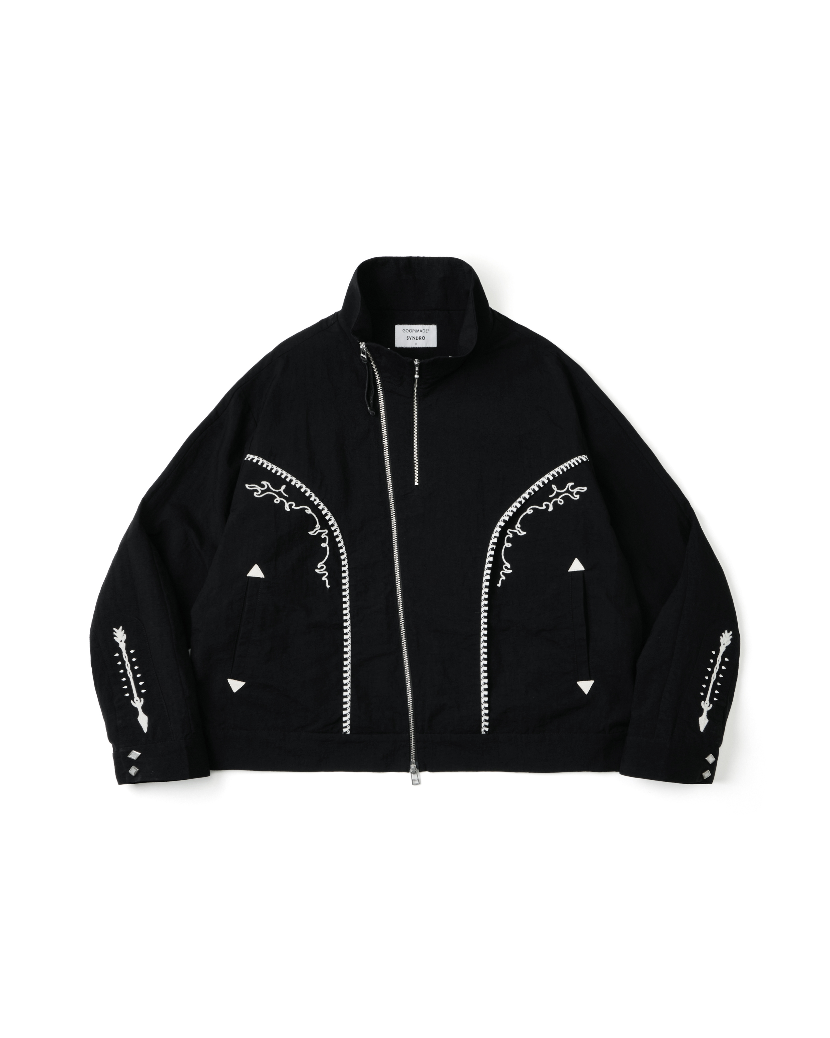 GOOPiMADE 01J-SYNC 刺繡立領西部夾克 - Black