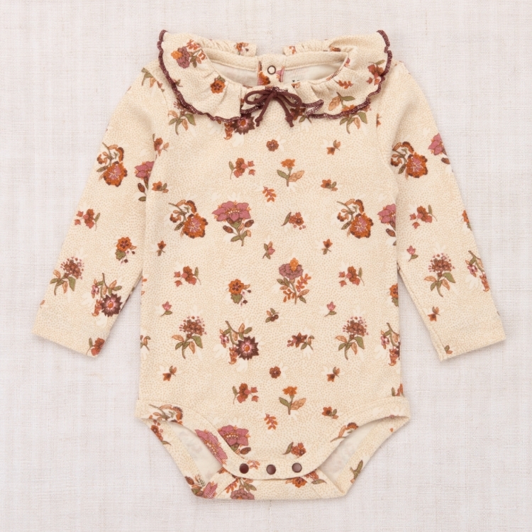 Misha & Puff 秋分花卉荷葉領長袖包屁衣 Baby Pattie Onesie - String/Antique Rose Holyoke Floral