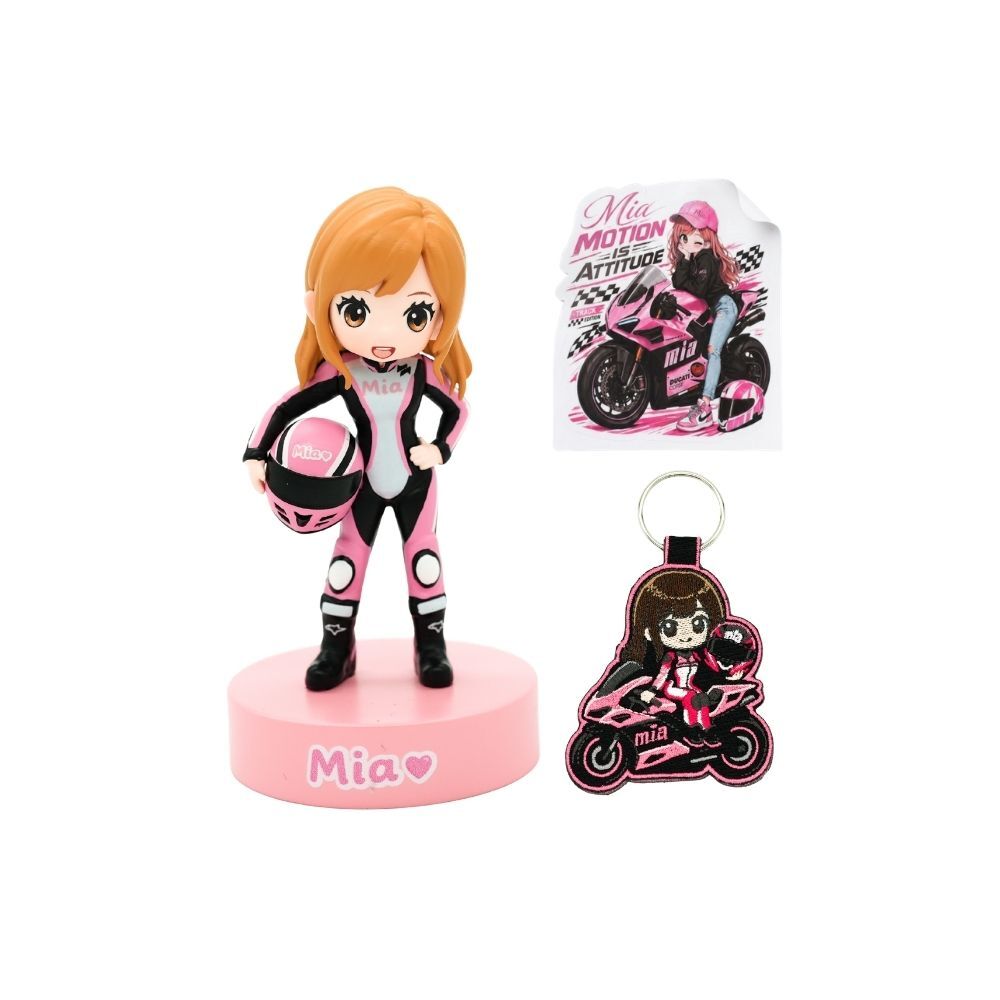 Mia Racing 聯名周邊系列｜完整收藏組、Q版公仔、Q版鑰匙圈、透明霧面貼紙