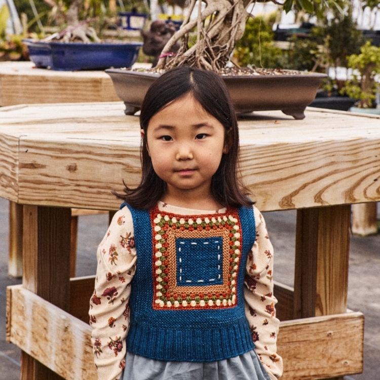 Misha & Puff 幾何圖案編織背心 Running Stitch Tank - Marine Blue