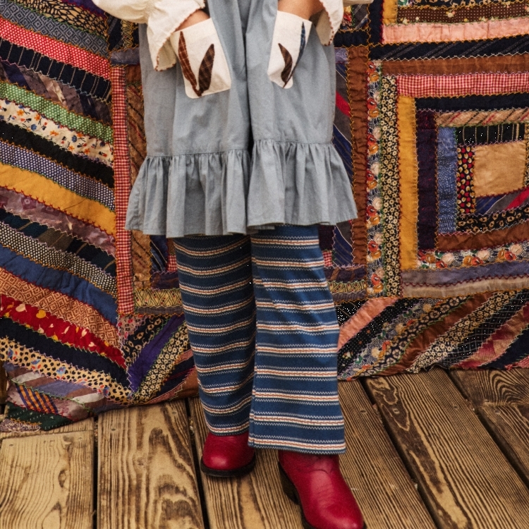 Misha & Puff 條紋A字長褲 A-Pant - Marine Blue Sgraffito