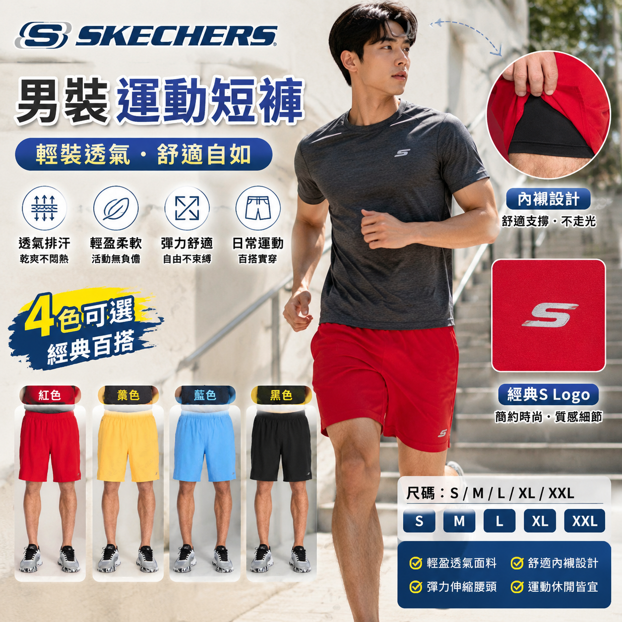 【預購】Skechers H071710 Performance 男裝運動短褲