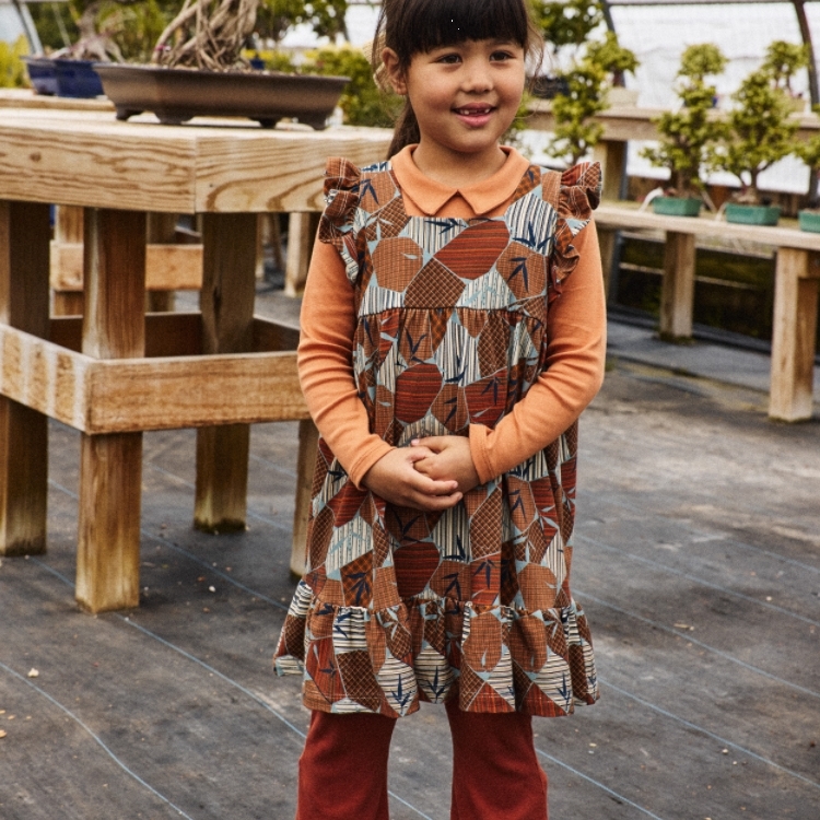 Misha & Puff 楓紅拼接色塊無袖洋裝 Ruffle Sleeve Dress - Rose Gold Kyoto