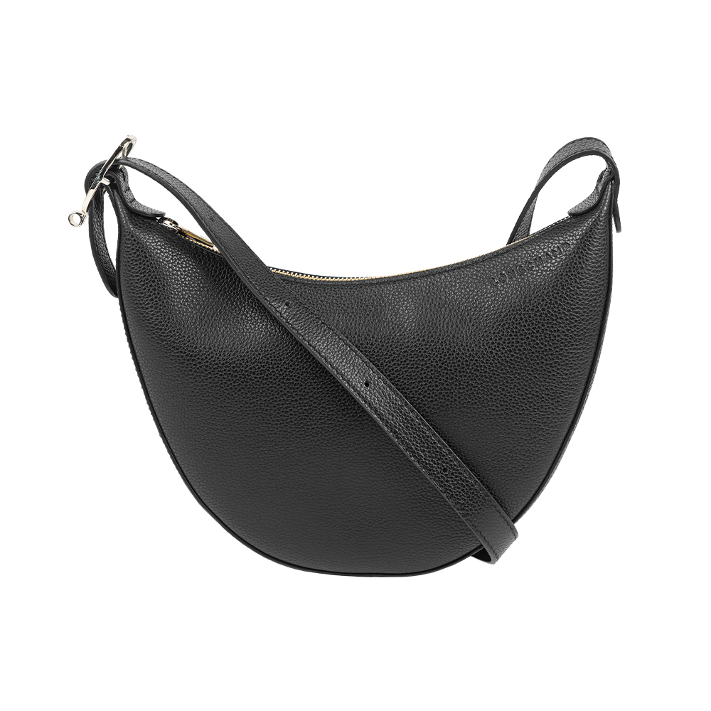【Longchamp】Le Foulonne S 牛皮半月斜背包(黑色)
