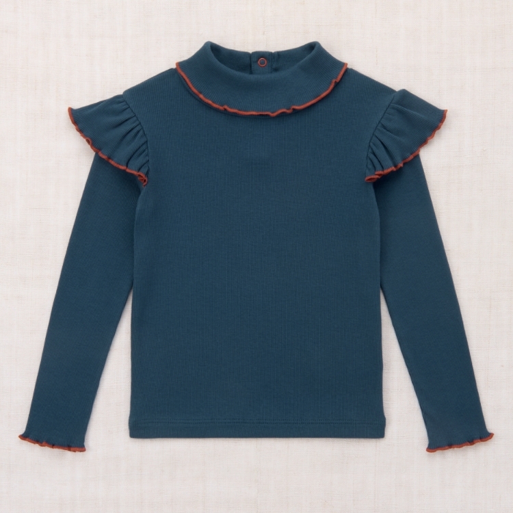 Misha & Puff 羅紋荷葉邊長袖上衣 Yana Turtleneck - Marine Blue