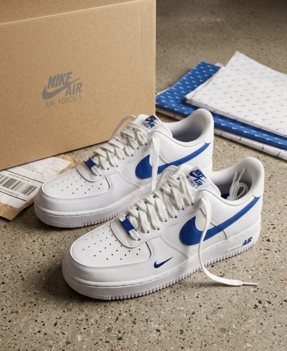 男鞋 NIKE AIR FORCE 1 '07 白藍 小勾 皮革 經典 休閒鞋【IV5732-100】AF1 WAF1