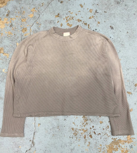 [現貨]MOOJIMOOJI OVERSIZED CROP WAFFLE KNIT | TAUPE GREY