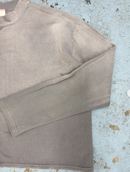 [現貨]MOOJIMOOJI OVERSIZED CROP WAFFLE KNIT | TAUPE GREY
