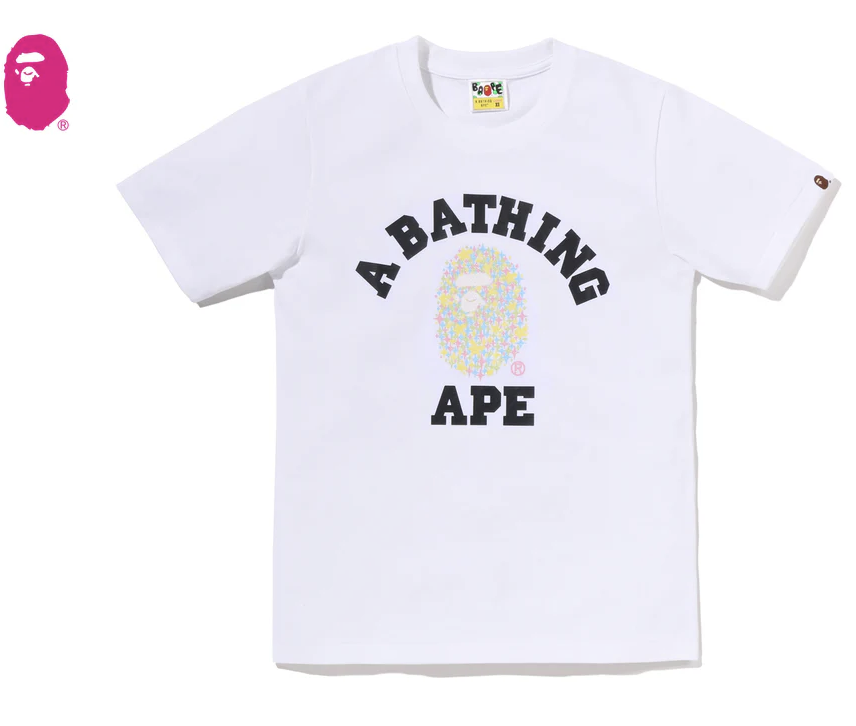 【BAPE女生】0718發售 亮光印刷BLING STAR GLITTER COLLEGE TEE