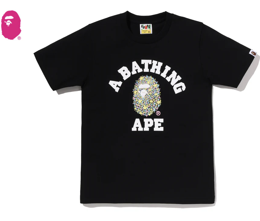 【BAPE女生】0718發售 亮光印刷BLING STAR GLITTER COLLEGE TEE