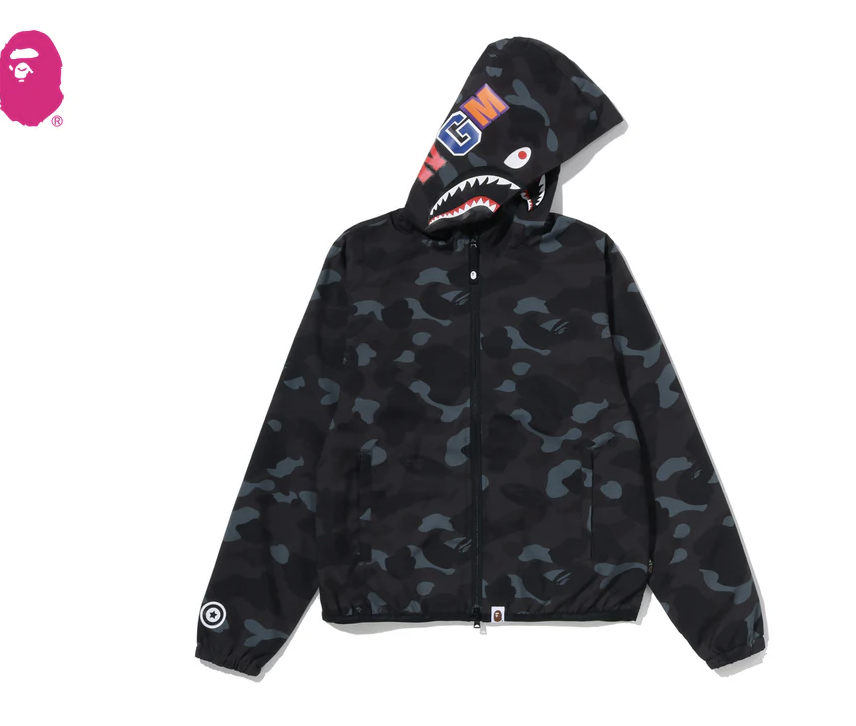 【BAPE女生】0718發售 速乾材質COLOR CAMO SHARK HOODIE JACKET
