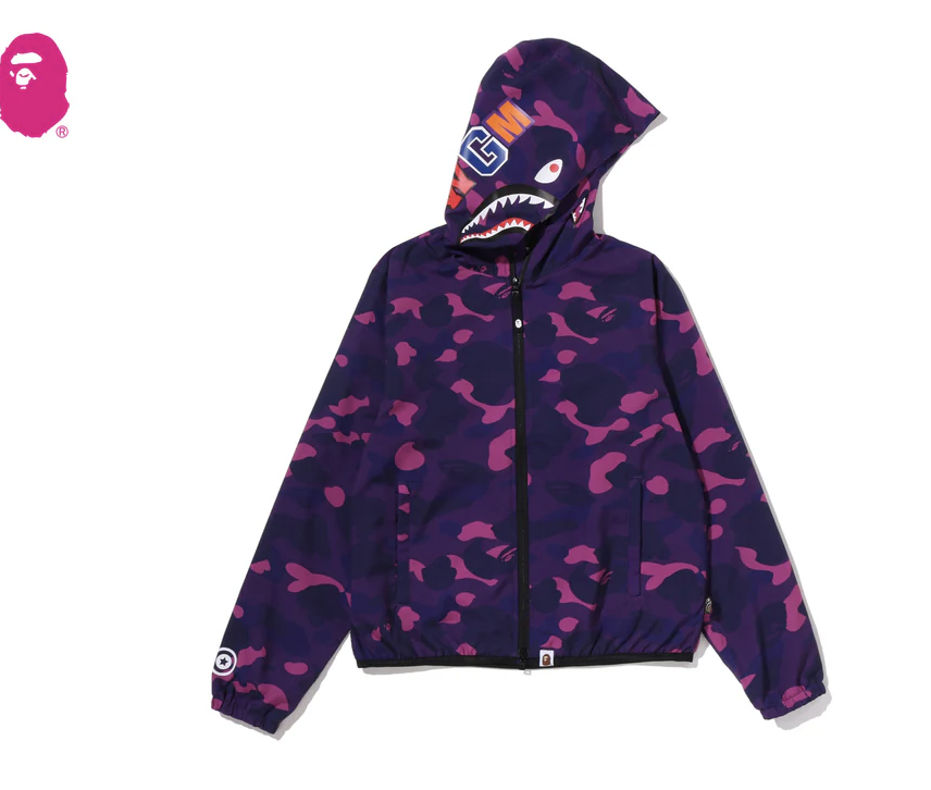 【BAPE女生】0718發售 速乾材質COLOR CAMO SHARK HOODIE JACKET