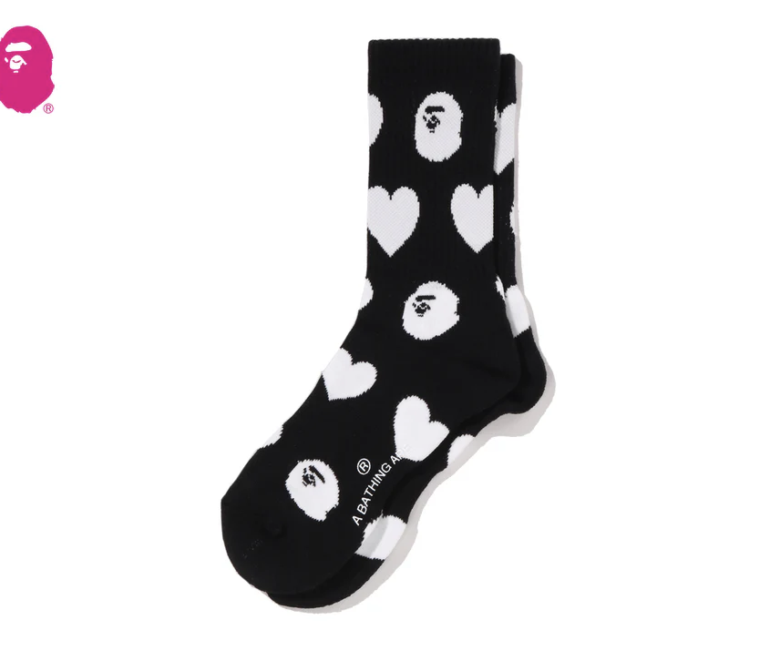 【BAPE女生配件】0718發售I LOVE BAPE MONOGRAM SOCKS