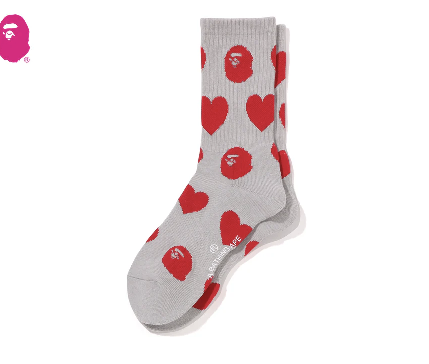 【BAPE女生配件】0718發售I LOVE BAPE MONOGRAM SOCKS