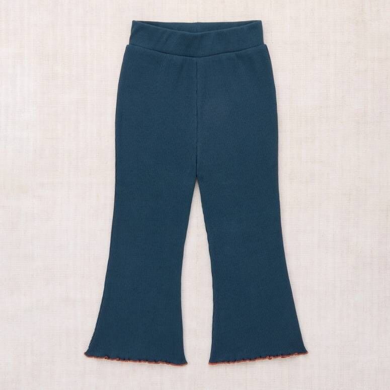 Misha & Puff 羅紋撞色荷葉邊喇叭褲 Lizzie Pant - Marine Blue