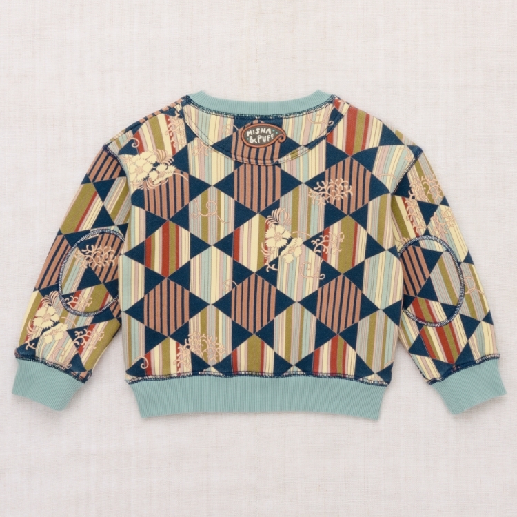 Misha & Puff 菱格條紋紋拼接花球圓領衛衣 Crewneck Sweatshirt - Marine Blue Tessellation