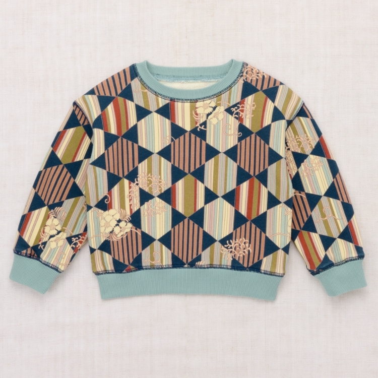 Misha & Puff 菱格條紋紋拼接花球圓領衛衣 Crewneck Sweatshirt - Marine Blue Tessellation