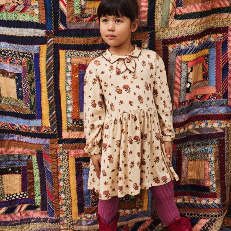 Misha & Puff 秋分花卉領結傘襬洋裝 Junior Scout Dress - String/Antique Rose Holyoke Floral