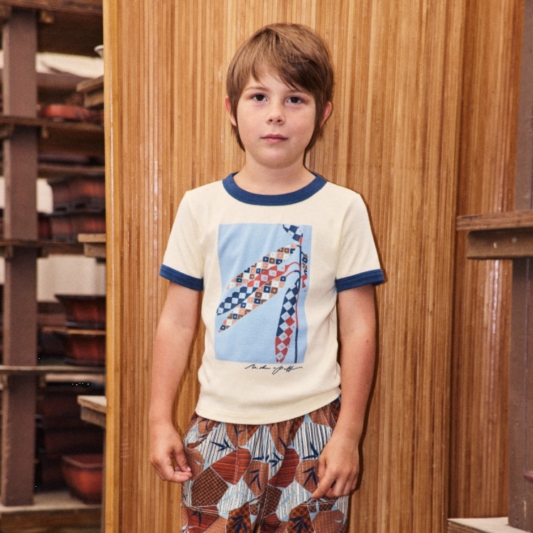 Misha & Puff 浮世繪版畫滾邊上衣 Harvest Ringer Tee - Shortbread