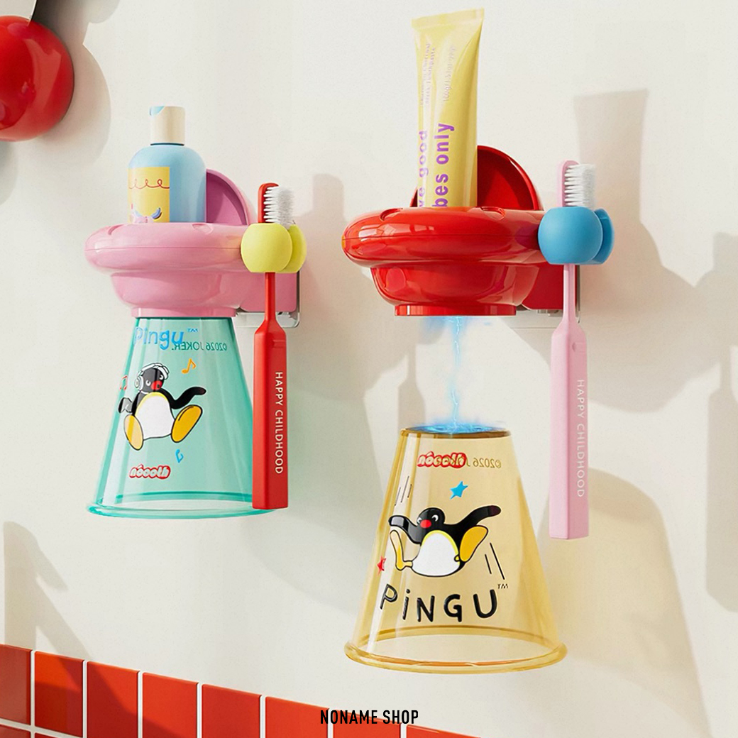 PINGU 企鵝家族 UFO 抗菌 牙刷架 漱口杯 收納架 兩色