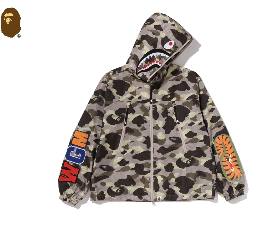 【BAPE男生】0718發售 抗撕裂材質＆反光效果COLOR CAMO REFLECTIVE RIPSTOP SHARK FULL ZIP JACKET