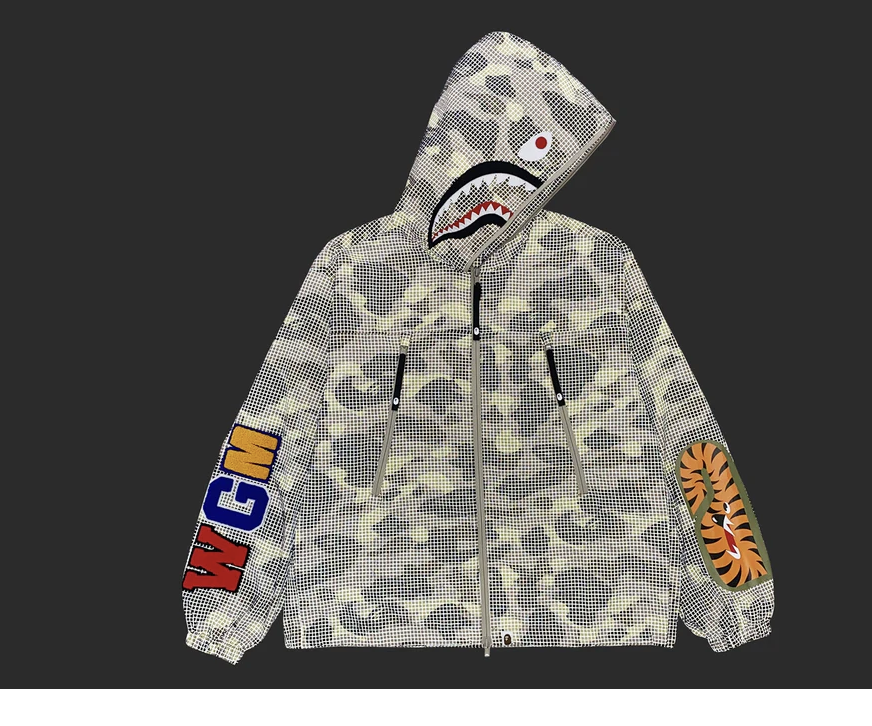 【BAPE男生】0718發售 抗撕裂材質＆反光效果COLOR CAMO REFLECTIVE RIPSTOP SHARK FULL ZIP JACKET