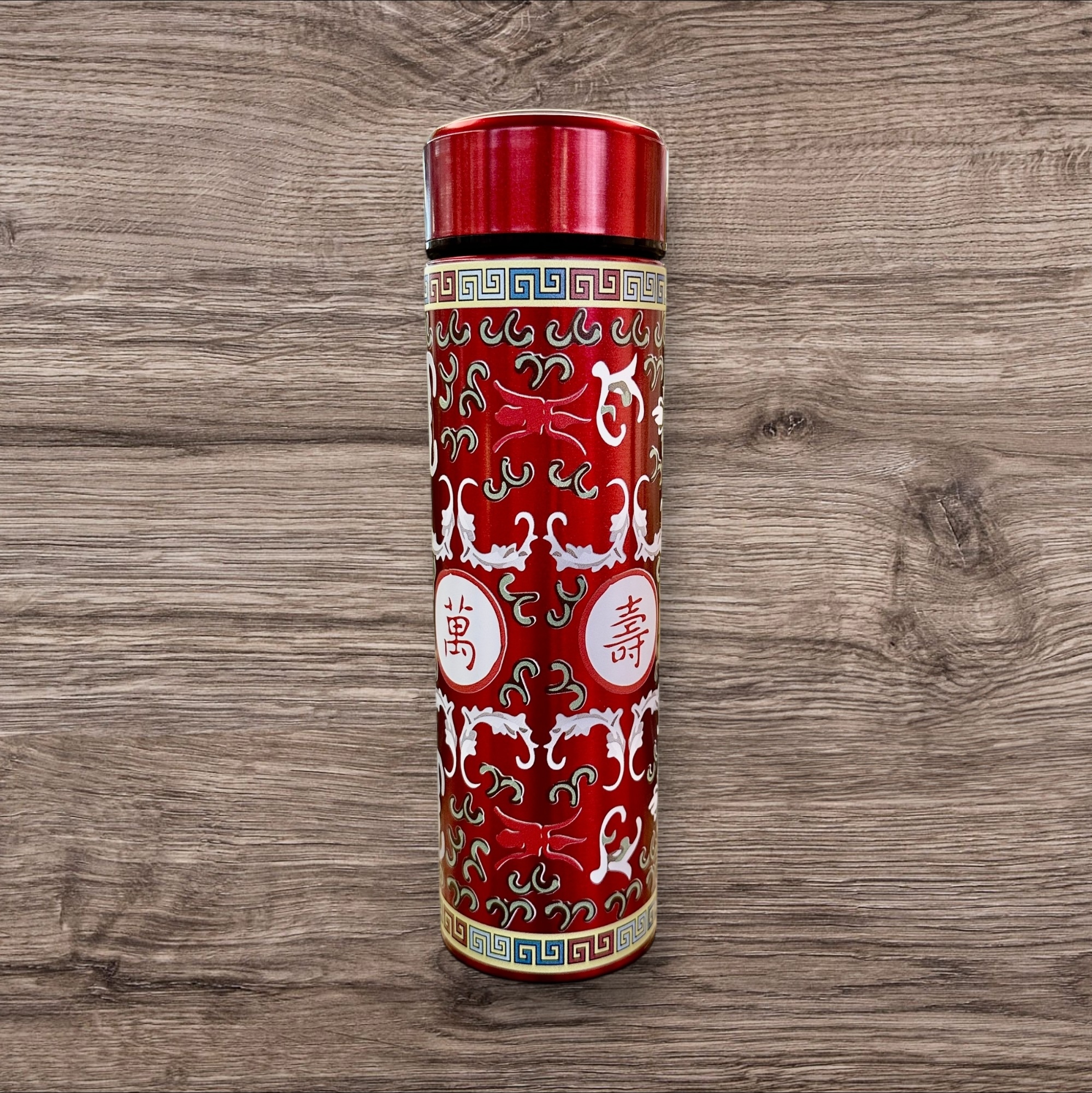 香港淳記 不銹鋼保溫壺-黑色萬壽無疆-500 ML
