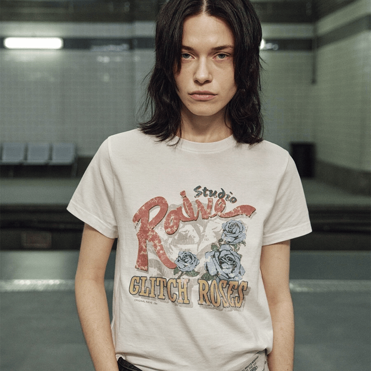 RAIVE｜Glitch Roses Graphic T-shirts [2 colors]