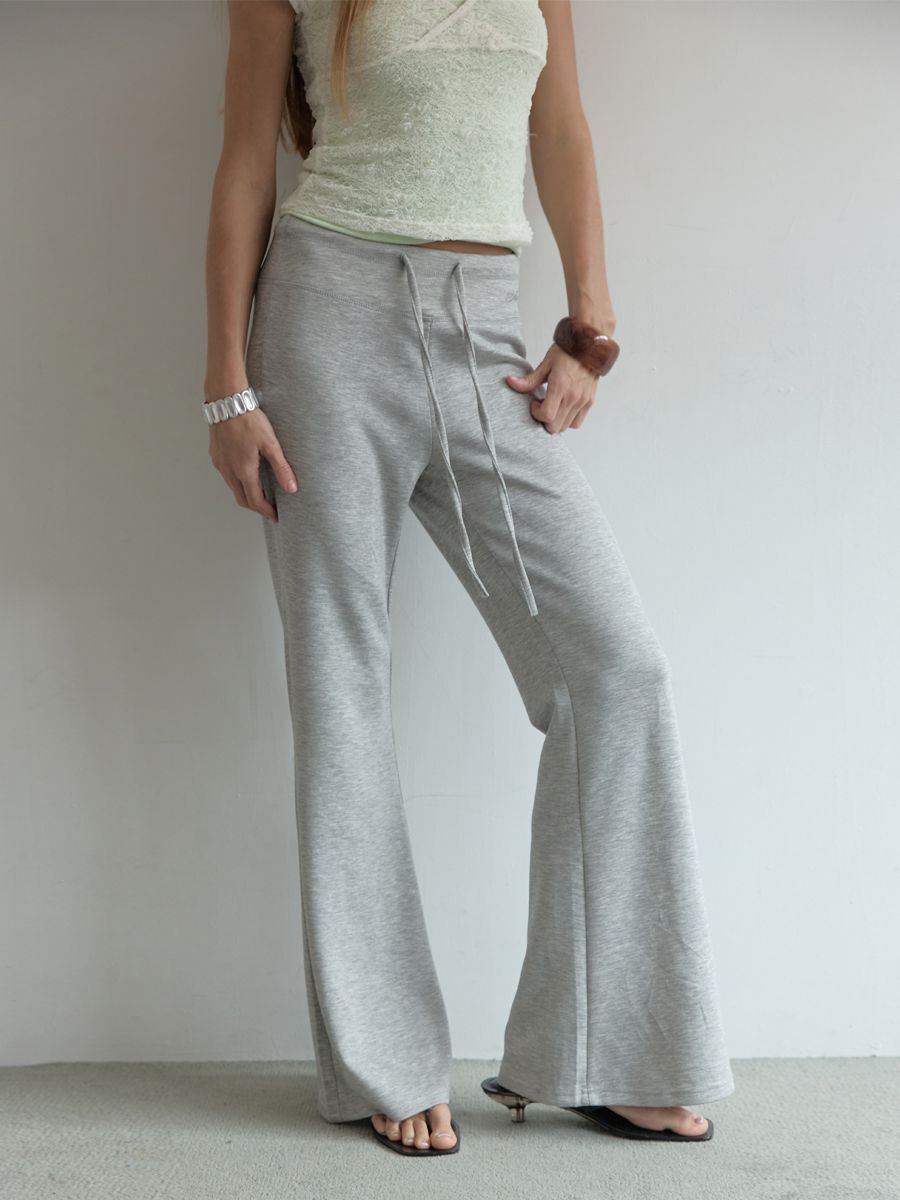 (A12)RELAXED BOOTCUT PANTS (MELANGE GREY)