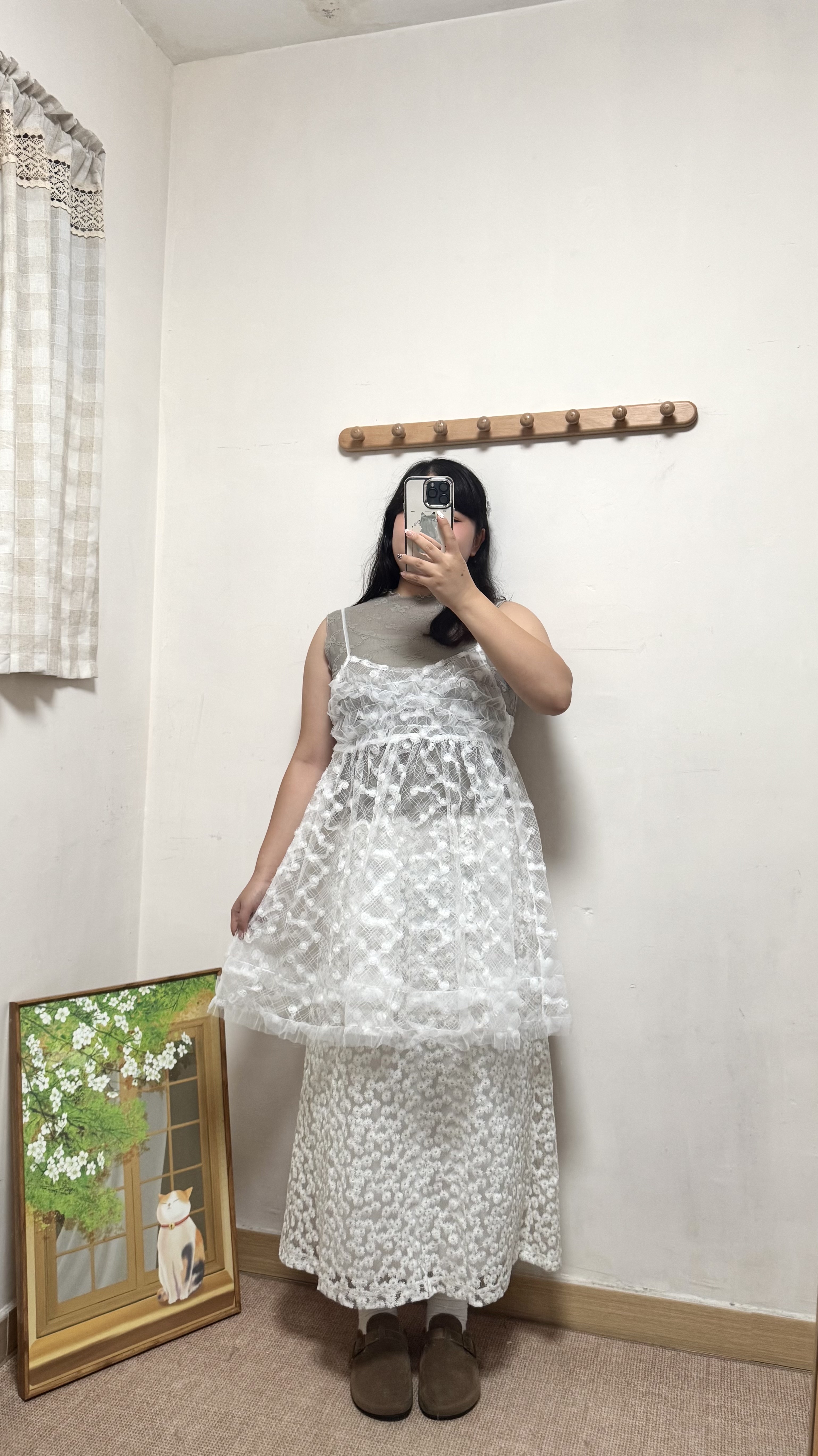 玫瑰暗紋紗質吊帶