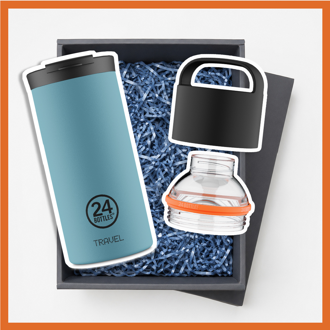 義大利 24Bottles 保溫隨行杯 600ml / 時尚man 禮盒組