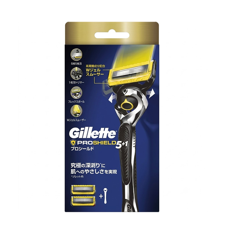 【Gillette】Proshield Series Razor: 1 Shaver Holder & 2 Blades