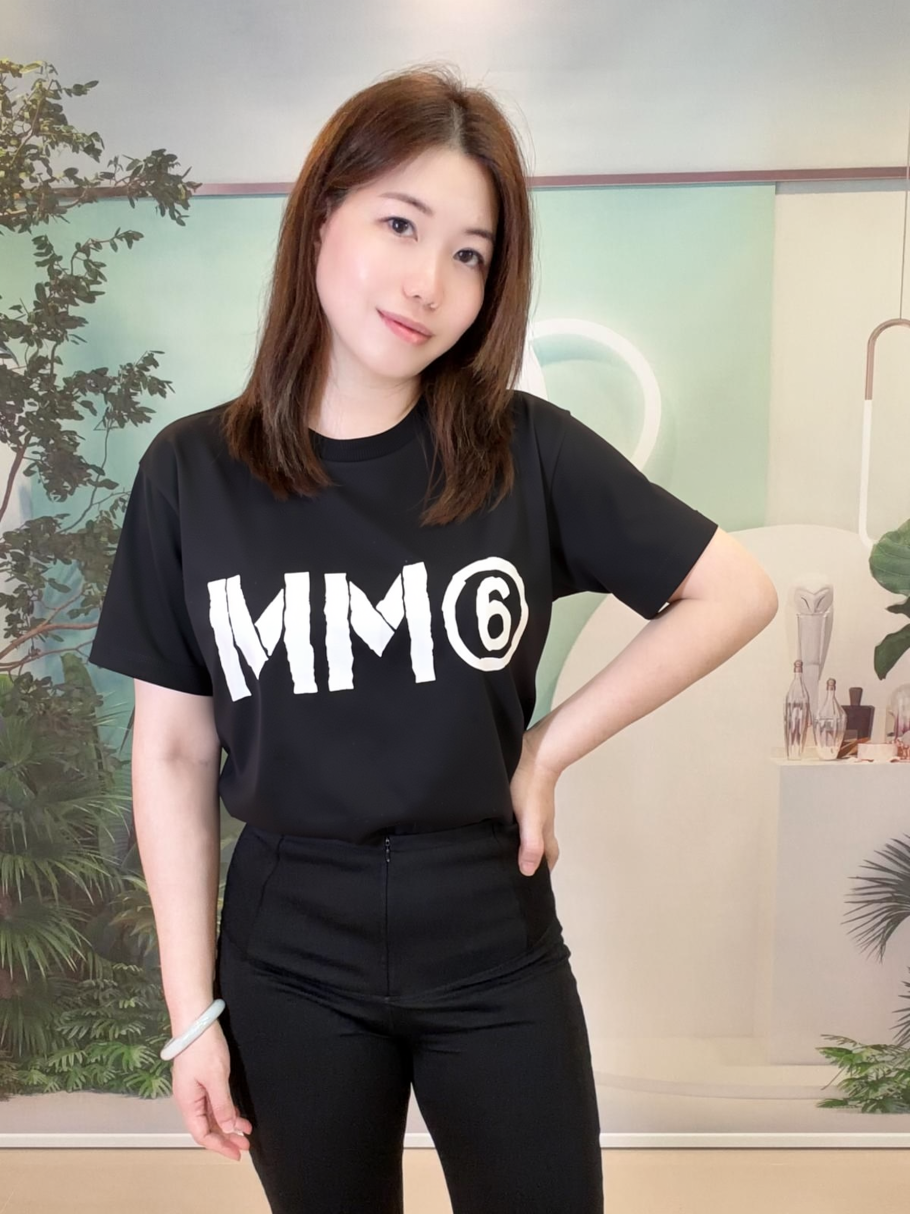 MM6 kids 字母 印花 Tee 黑色