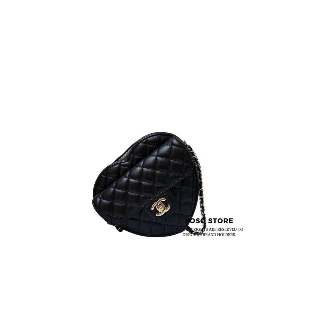 Chanel CC In Love Heart Bag - Black / GHW