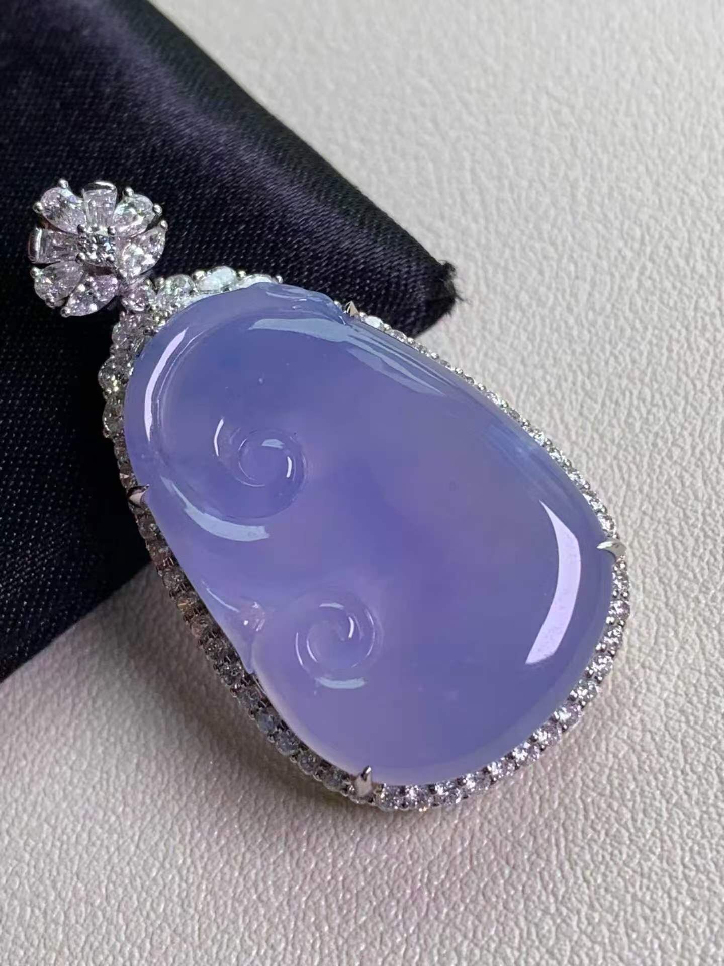 翡翠紫羅蘭如意吊墜,天然翡翠A玉, 緬甸玉, Jade, Jadeite