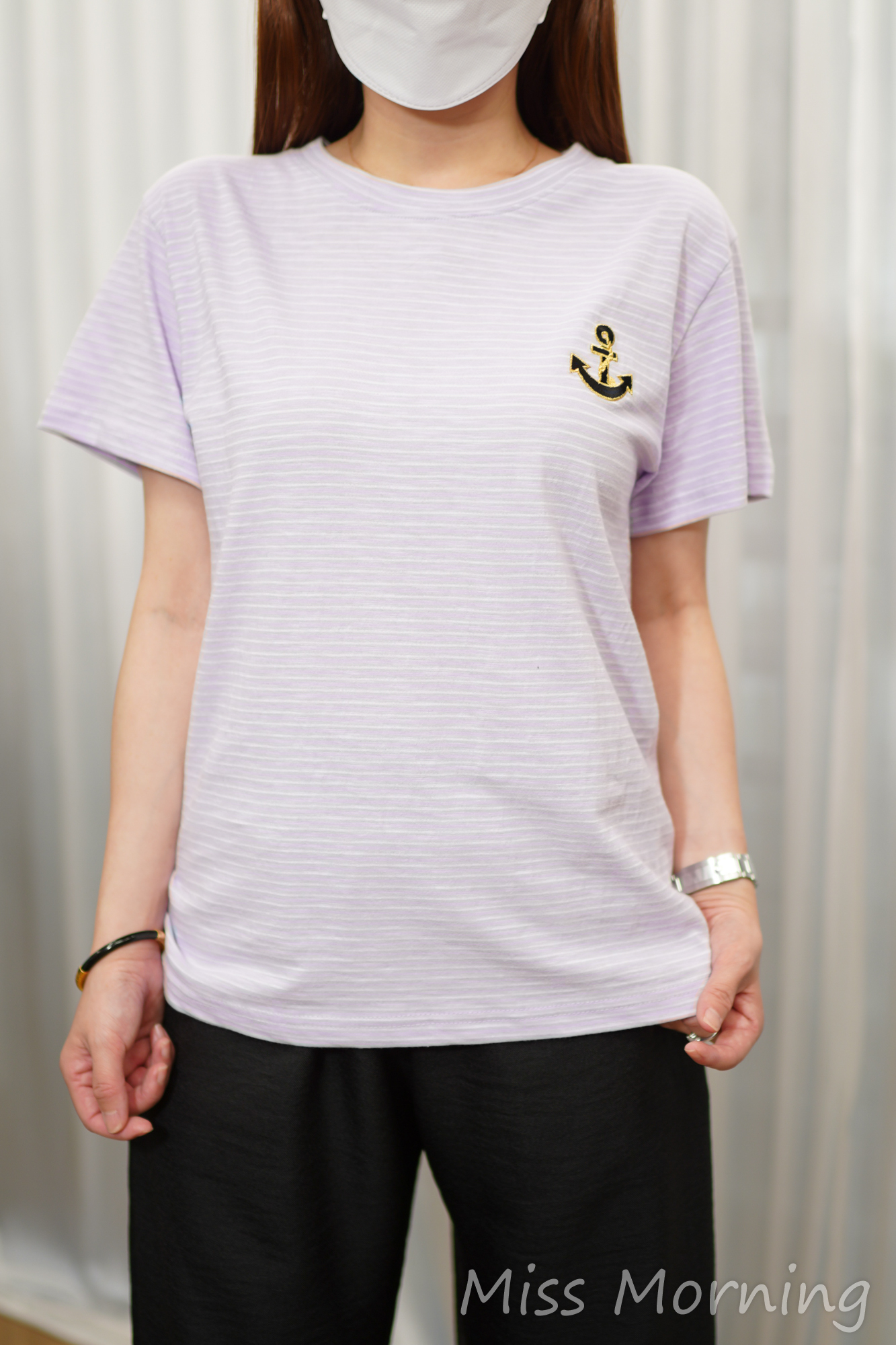 小刺繡好手感條子衫(15319)