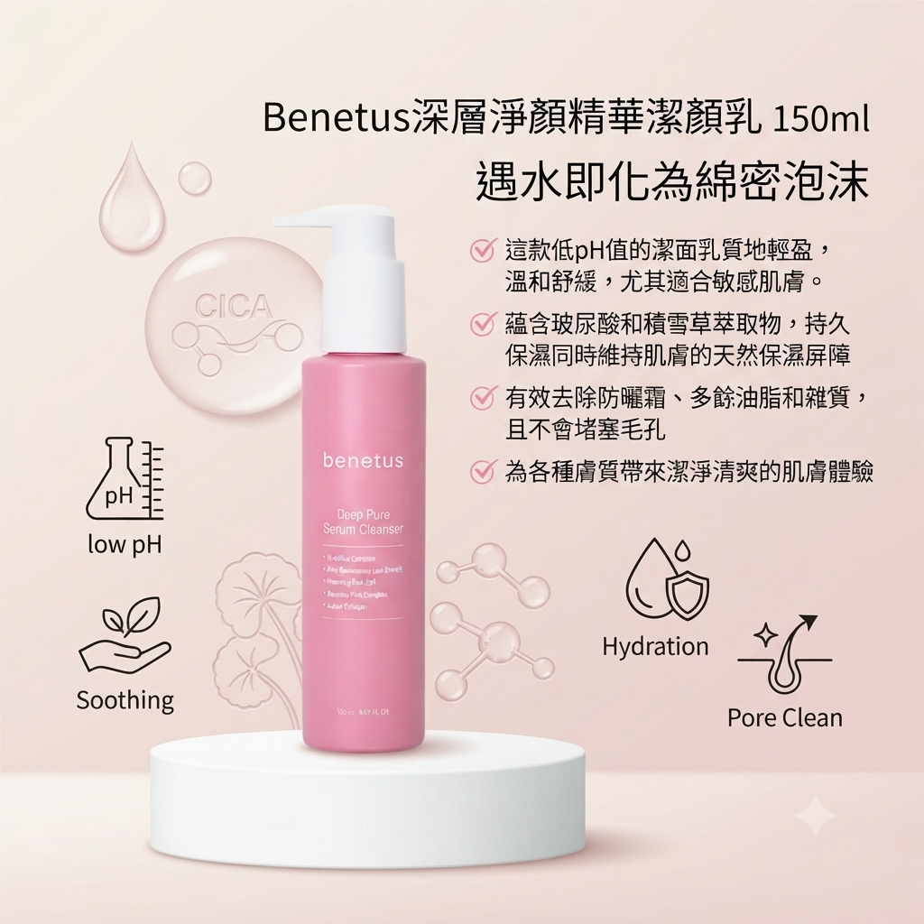 【Benetus深層淨顏精華潔顏乳 150ml】