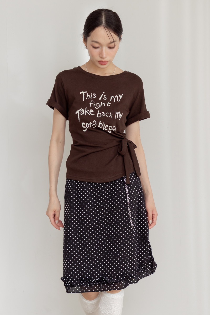 不規則側扭結短袖T-shirt