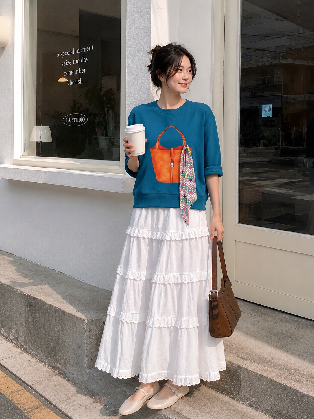 ELASTIC WAISTED LONG TIERED SKIRT