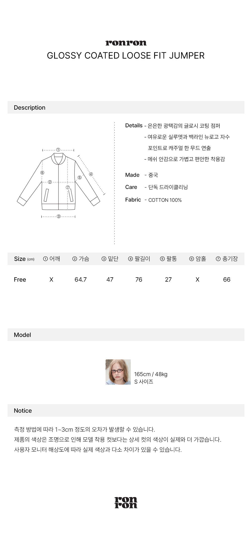 RONRON - GLOSSY COATED LOOSE FIT JUMPER *BLACK* (RR26AJP5208BK)