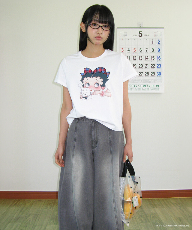 RONRON - BETTY BOOP RIBBON APPLIQUE CROP T SHIRT *3色* (BT26BST5670)