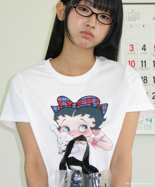 RONRON - BETTY BOOP RIBBON APPLIQUE CROP T SHIRT *3色* (BT26BST5670)