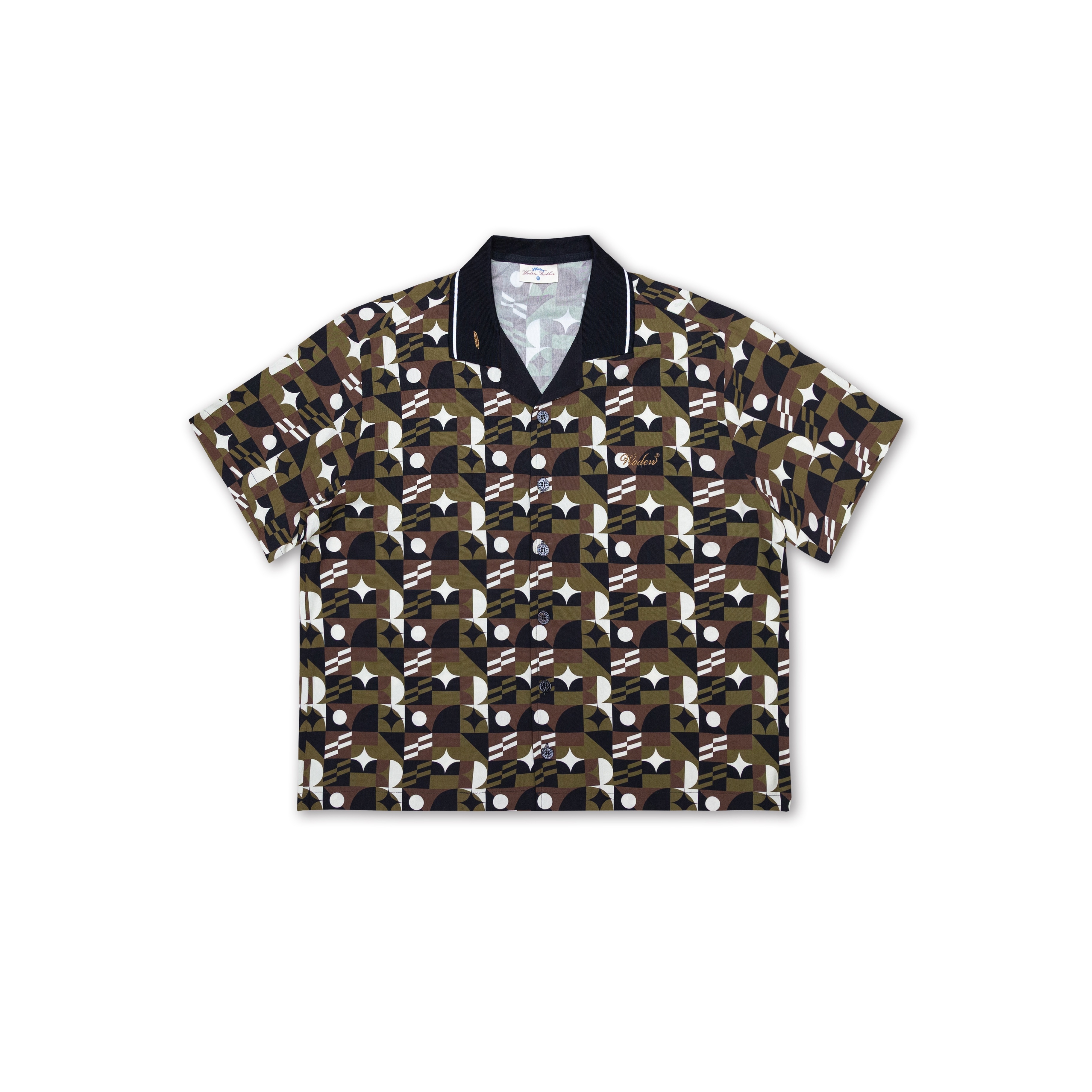【車庫服飾】WODEN Ribbed Collar Totem Shirt / 幾何圖騰 古巴襯衫