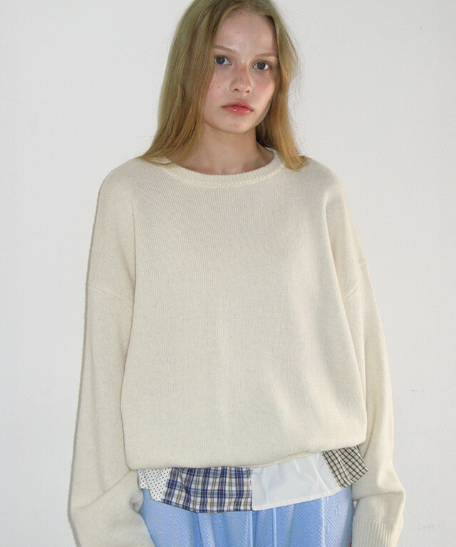 RONRON - PATCHWORK FRILL KNIT PULLOVER *2色* (RR26AKT4985)