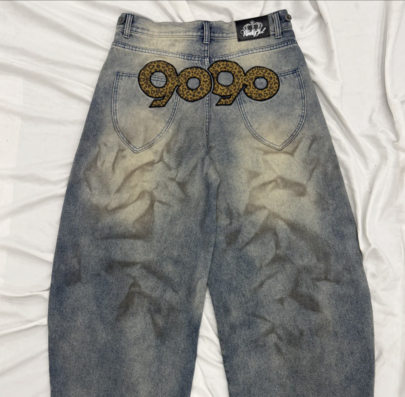 【9090 girl】0718發售新品 90 Logo 寬鬆牛仔褲